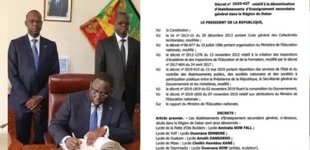 Dénomination de lycées à Dakar : Ouakam, Mbao et Rufisque déchirent le décret de Macky Sall