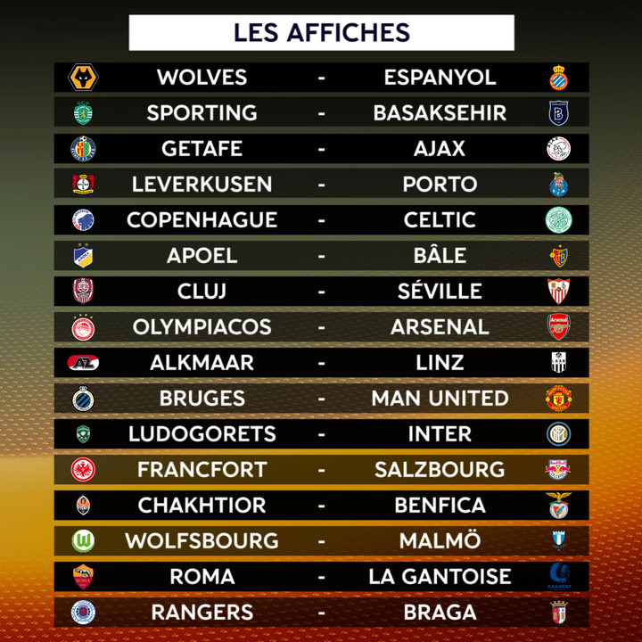 Europa League: Le programme des 16es de finale