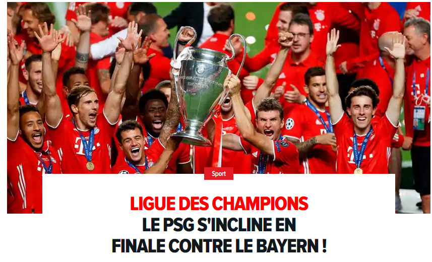 LdC : le PSG s’incline en finale contre le Bayern !