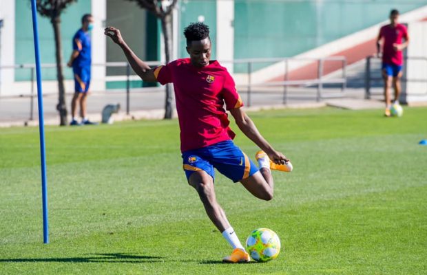 Moussa NDIAYE, déjà au travail. Le jeune défenseur sénégalais, récemment arrivée chez les Catalans