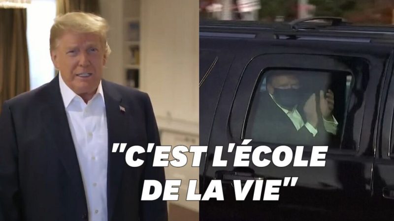 Donald Trump sort saluer ses partisans à l’extérieur de l’hôpital