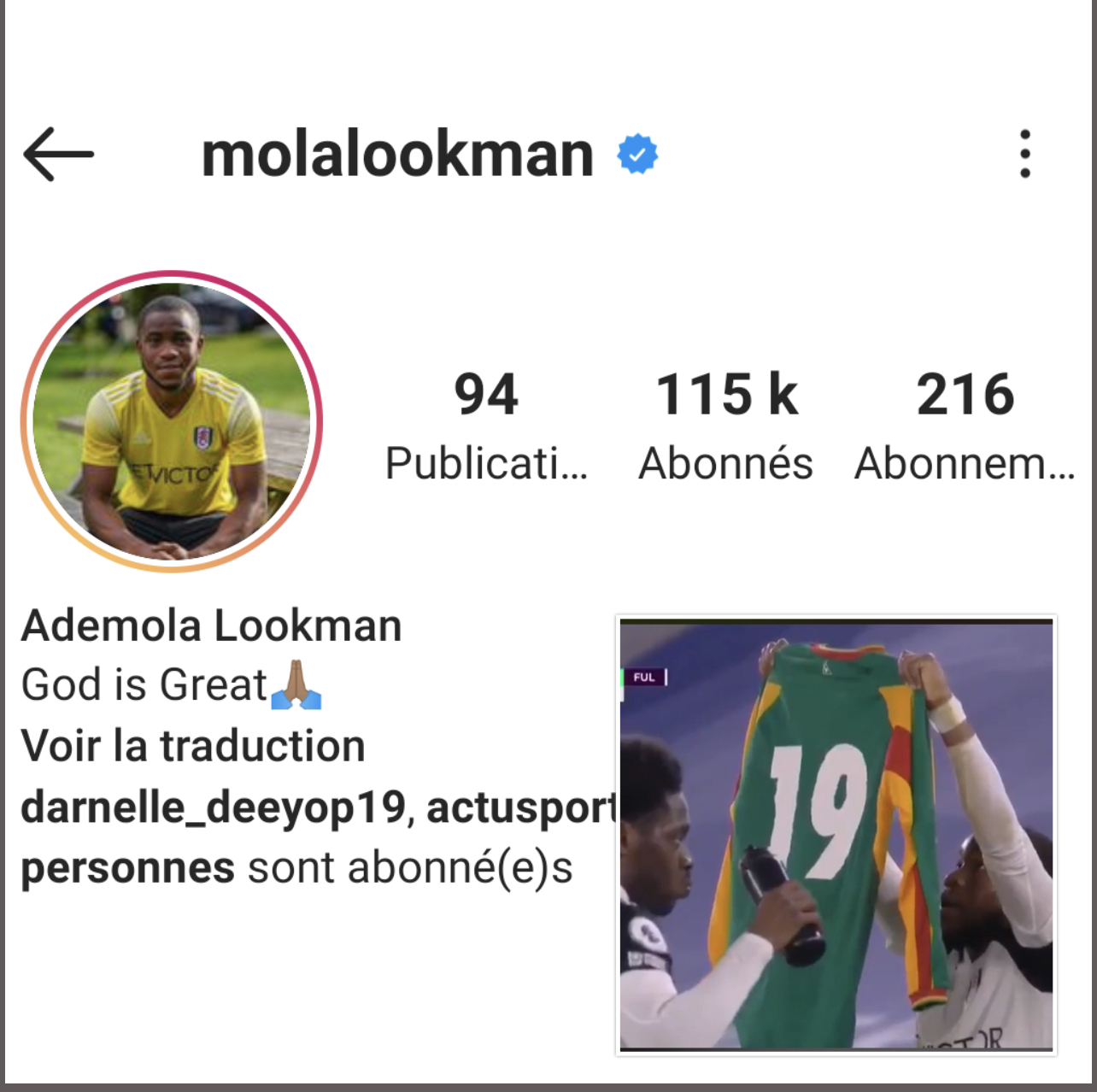 Hommage à Pape Bouba Diop : Le compte instagram de Lookman pris d’assaut par les internautes Sénégalais