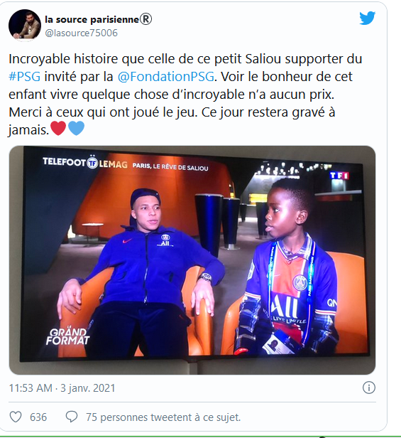 Saliou, un jeune Sénéglais en diffficulté avec sa famiille, réalise son rêve avec Gana et Mbappé…