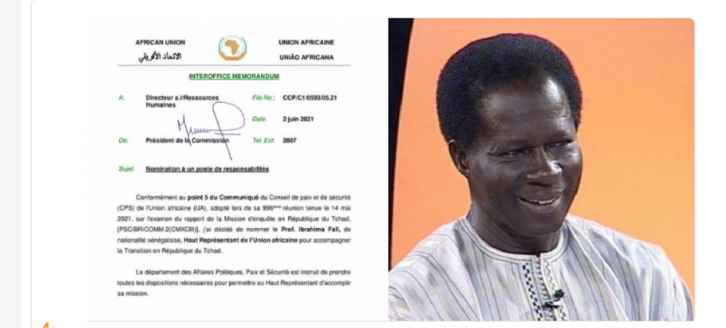 Tchad : Ibrahima Fall nommé Haut Représentant de l’UA pour accompagner la transition