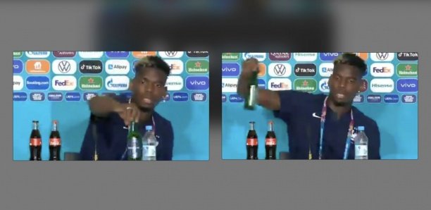 France-Allemagne : Pogba retire une bouteille de bière avant sa conf. de presse