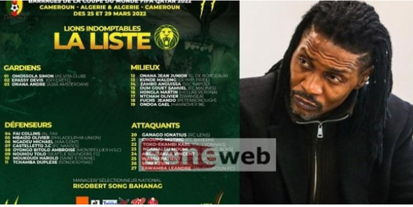 Barrages Mondial-2022 : Rigobert Song zappe plusieurs joueurs qui ont participé à la dernière Can