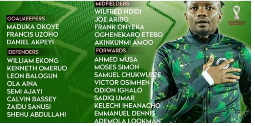 Barrages Mondial-2022 : Le Nigeria publie une liste de 25 joueurs avec Osimhen (Naples) et Ighalo (Al-Hilal Fc)