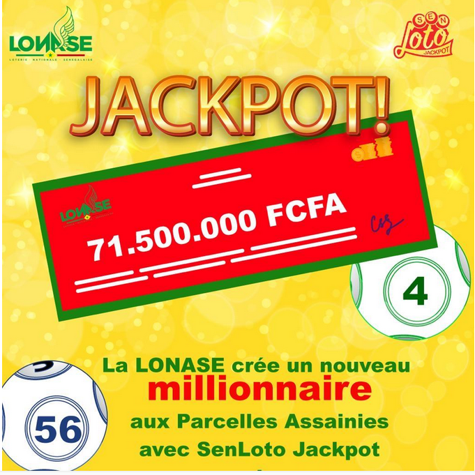 LONASE : Un heureux gagnant remporte 71 500 000F CFA au Sen Loto Jackpot !!!