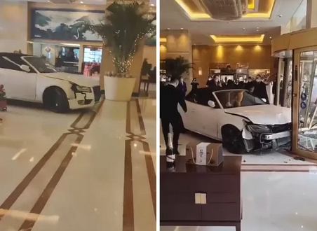 Chine: un client mécontent fonce dans un hôtel avec sa voiture