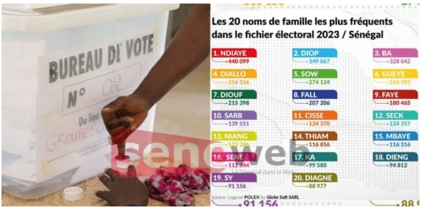 Présidentielle : Ndiaye, Ba, Diallo… Les 20 noms de famille les plus répandus dans le fichier électoral